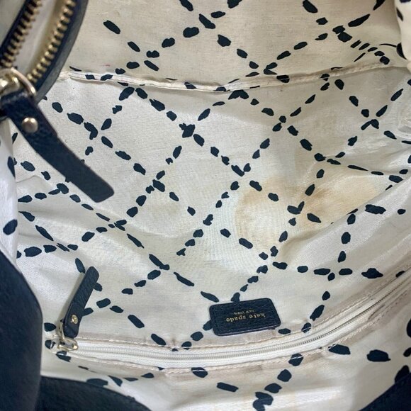 VTG Kate Spade Turn Lock Pebbled Black Satchel Leather Shoulder Bag Purse FLAW - Picture 8 of 12